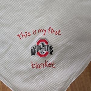 Gerber Newborn "My First Ohio State Blanket" OSU White/Red/Gray Baby Blanket